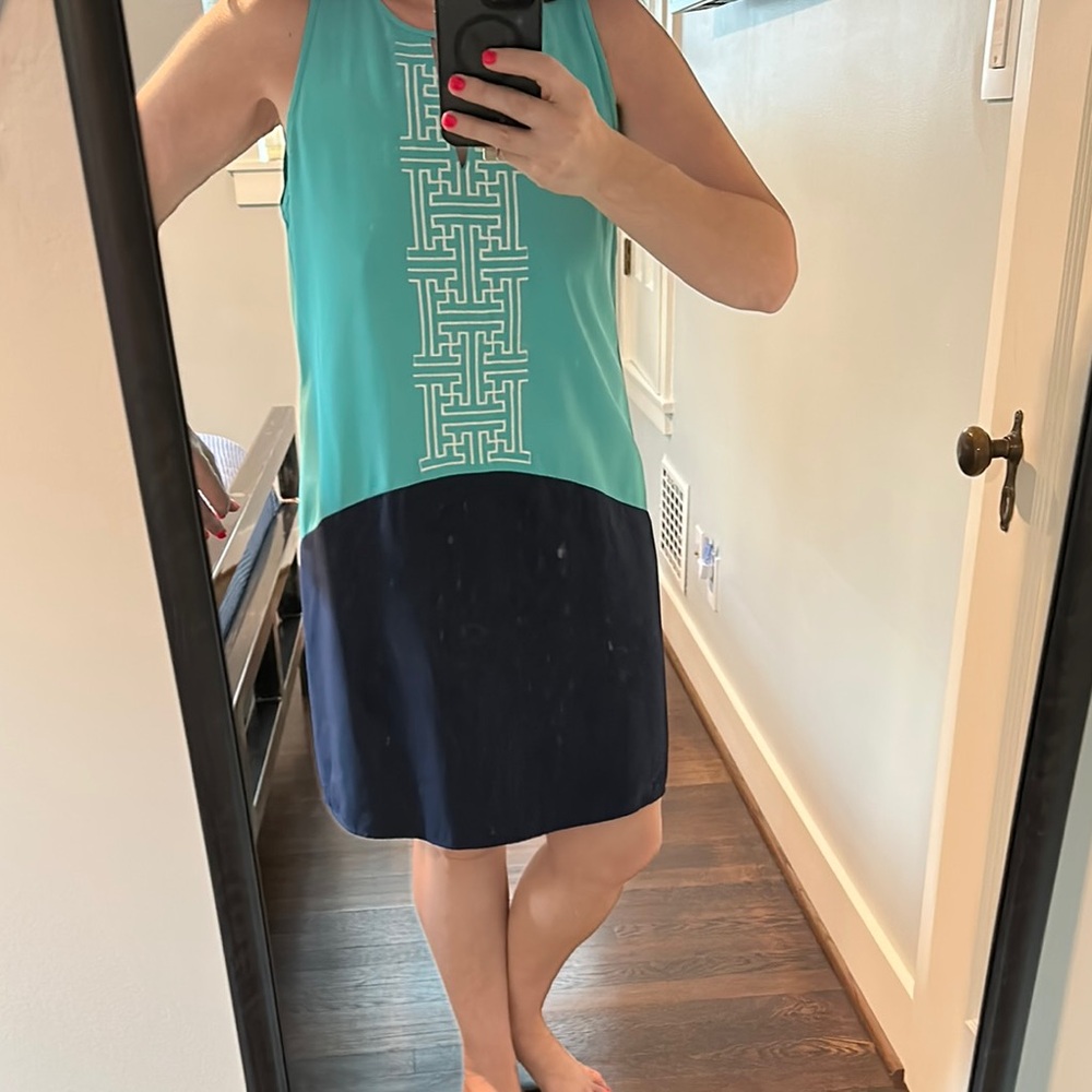 THML Teal and Navy Sleeveless Dress